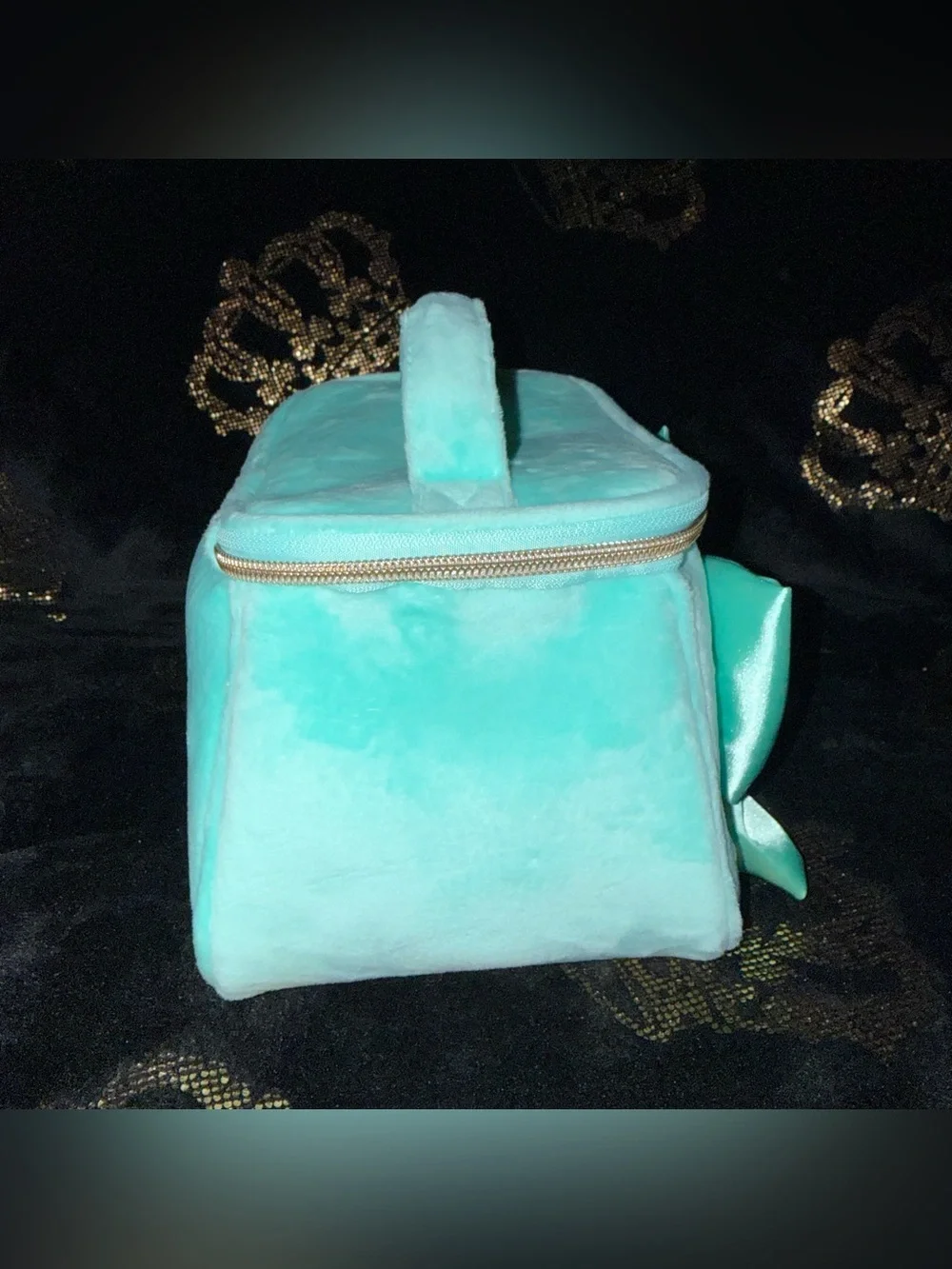 NWT Juicy Couture Velour Aqua Train Case Cosmetic Bag
